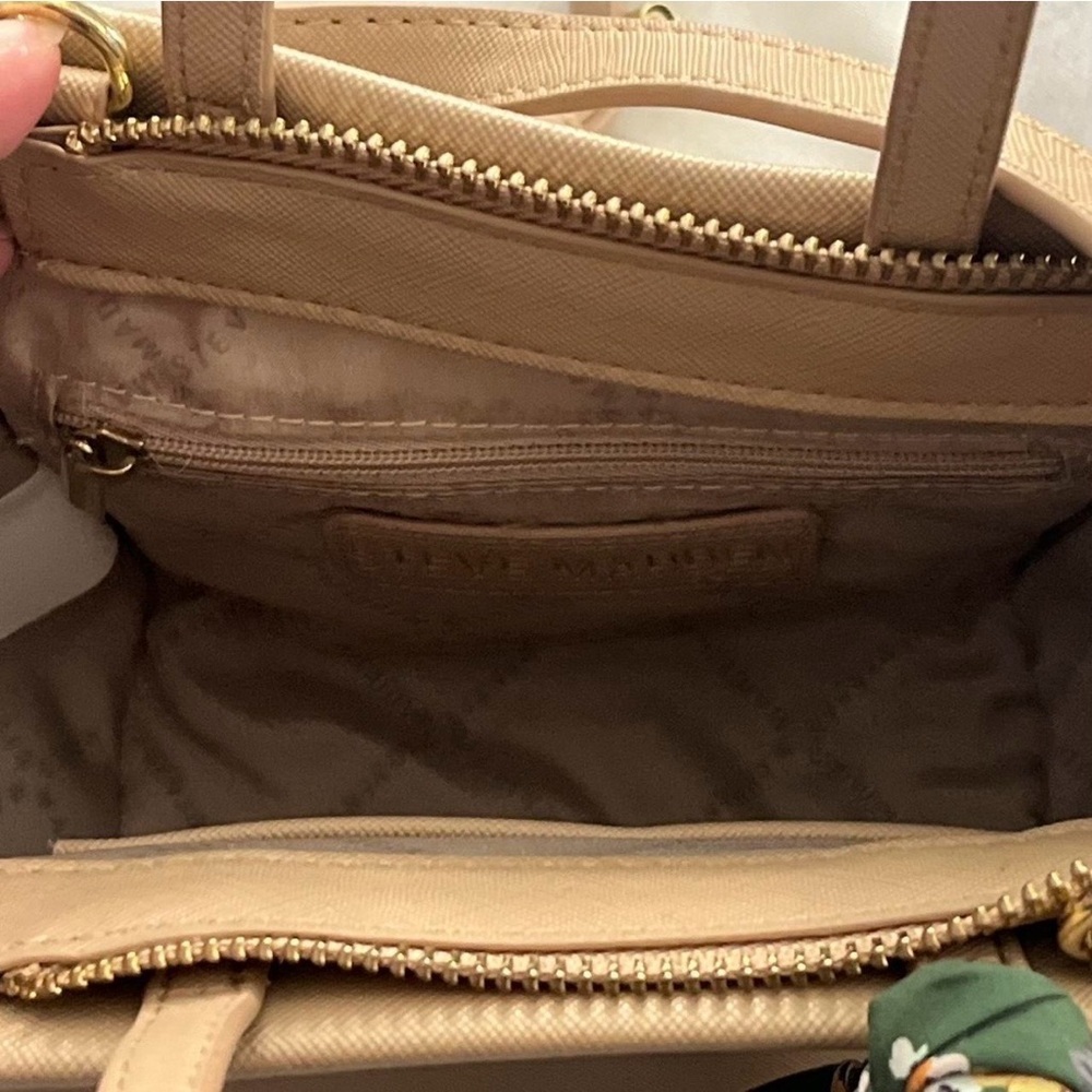 Steve Madden Beige/Cream Handbag with Floral Scarf Accent - Picture 7 of 7